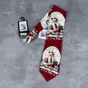 Deadstock Vintage Norman Rockwell The Saturday Evening Post Santa Tie 1993